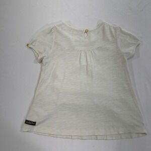 Matilda Jane Tiered Eyelet Lace Top Kids Size 8 Cream Gold Flower Button | Boho